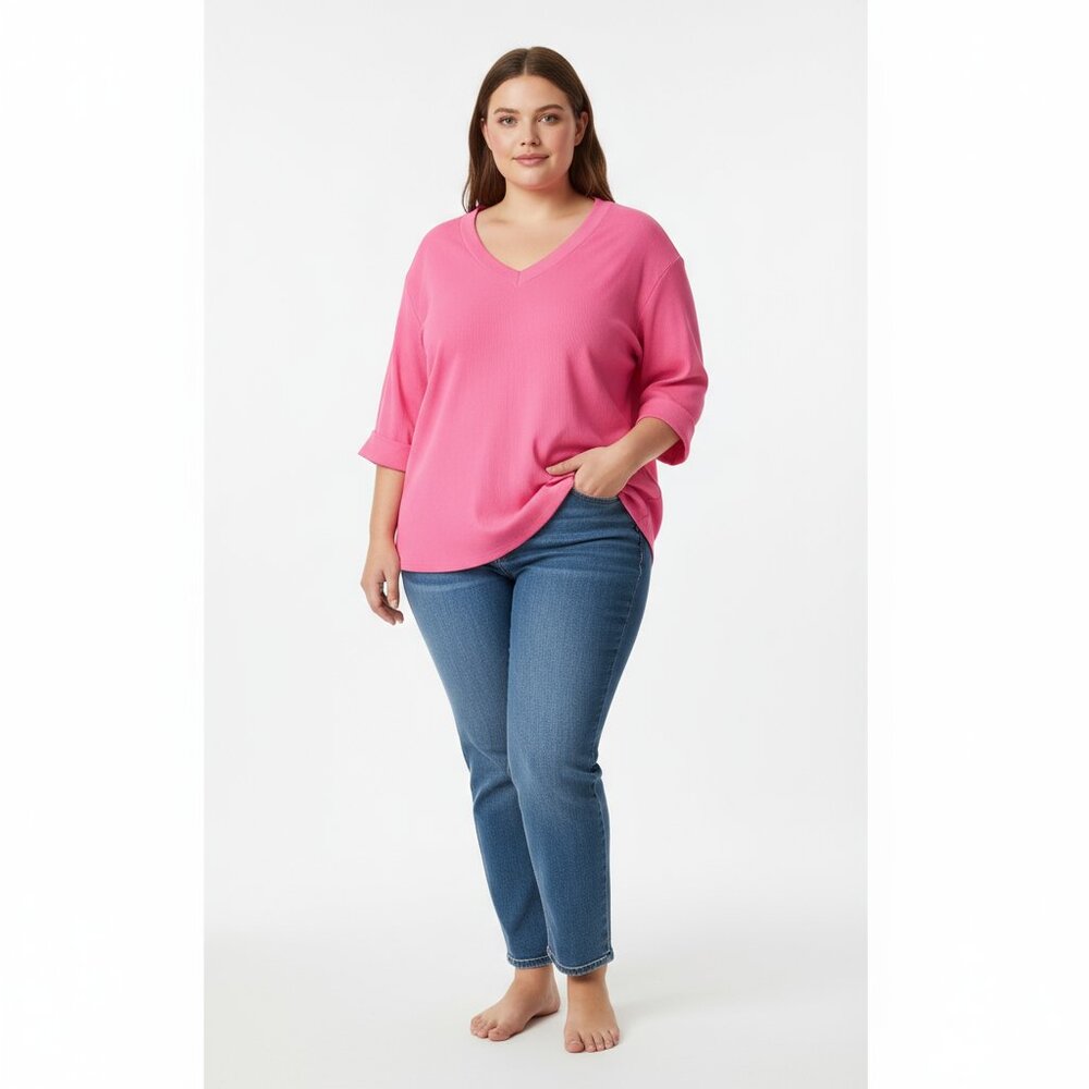 Shein 4XL Hot Pink V-Neck Top – Plus Size